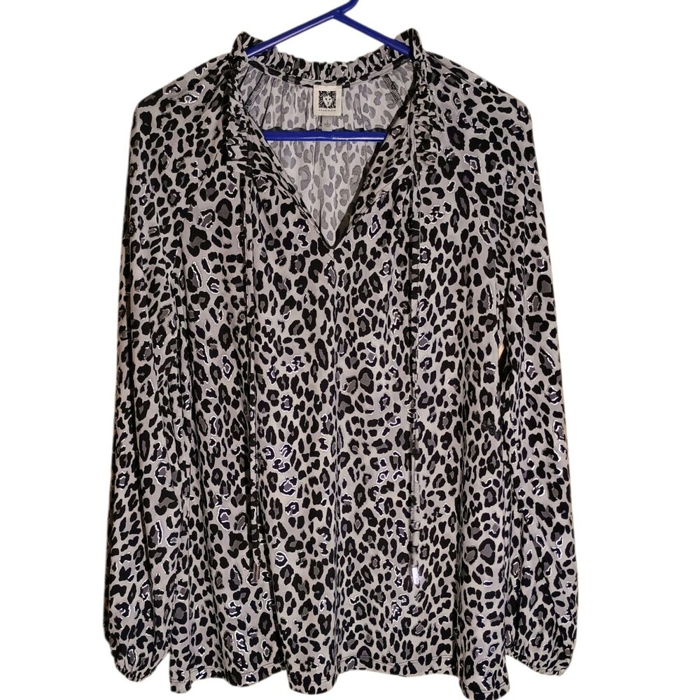 Anne Kline animal print blouse, Anne Klein flowy top, Anna Klein top